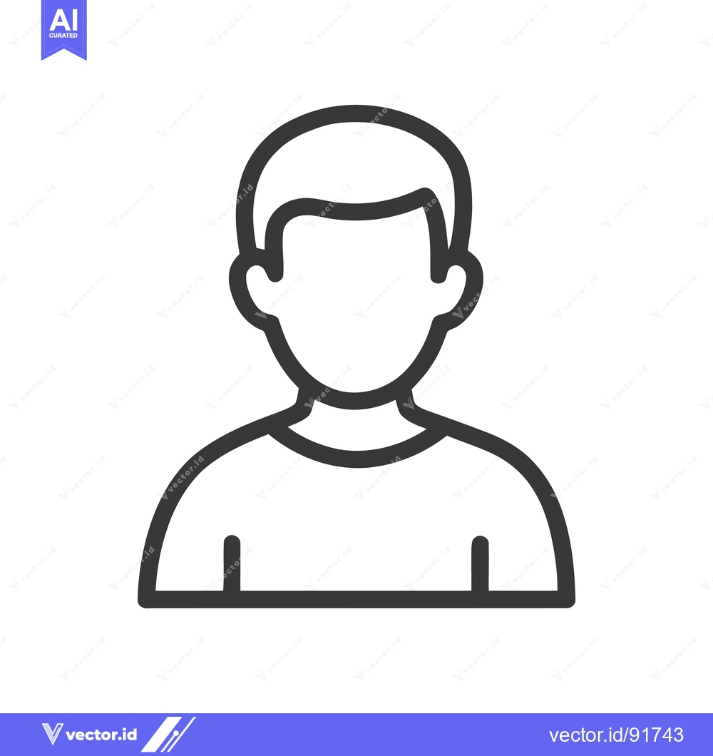 Premium Vector dari Faceless Man Icon: Minimalist Outline of a Person's Torso and Head