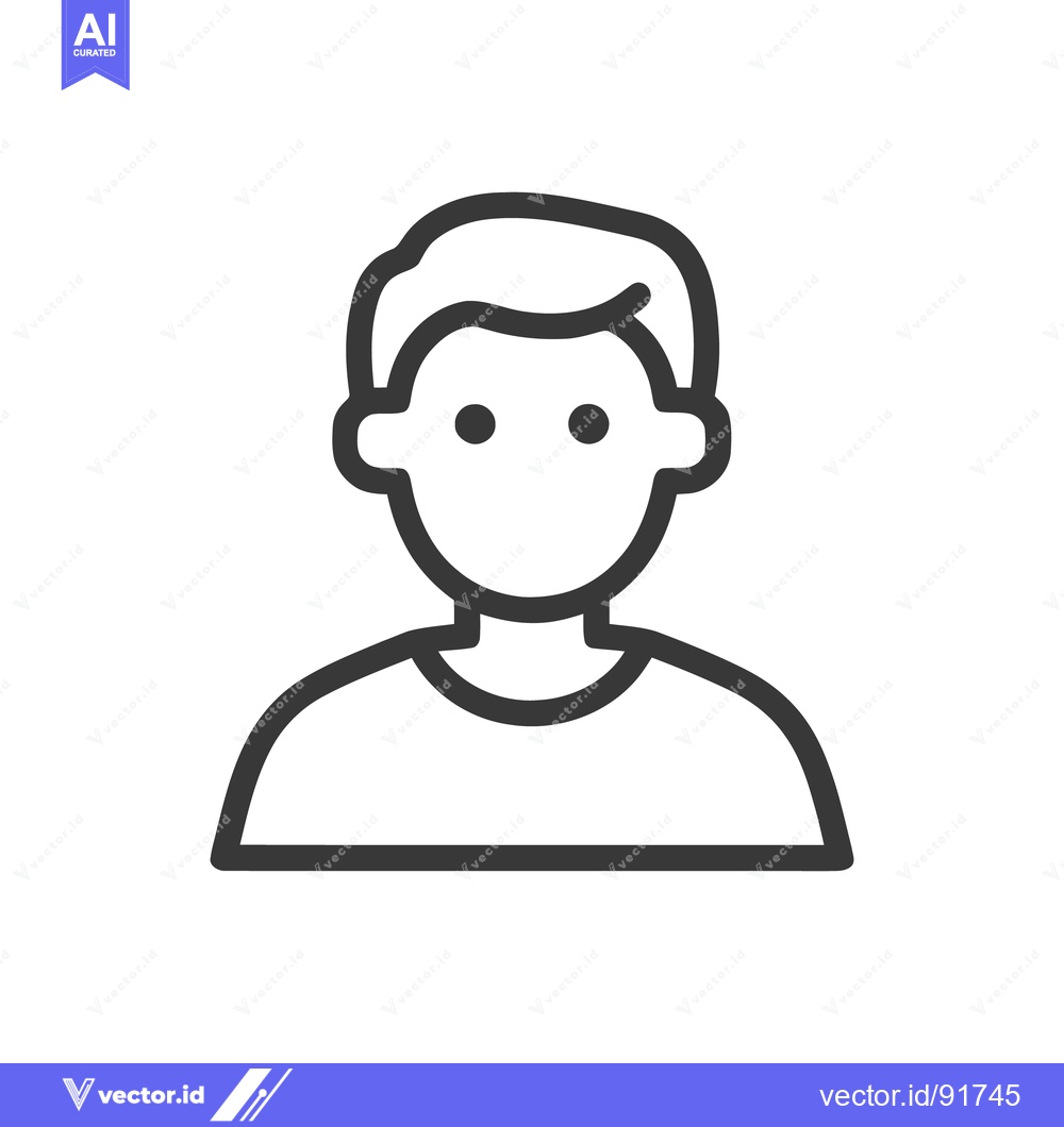 Premium Vector of Minimalist Man Icon: Simple Line Art Portrait on White Background