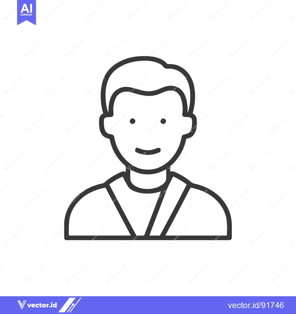 Premium Vector of Minimalist Line Art: Smiling Man with Collar and Short Hair