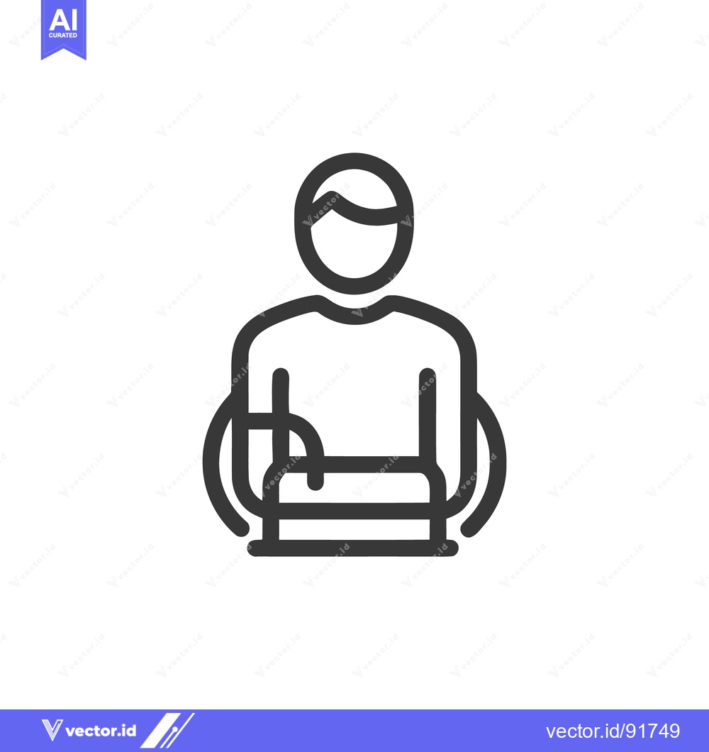 Premium Vector of Person with Arm Injury Icon: Minimalist Line Art Illustration