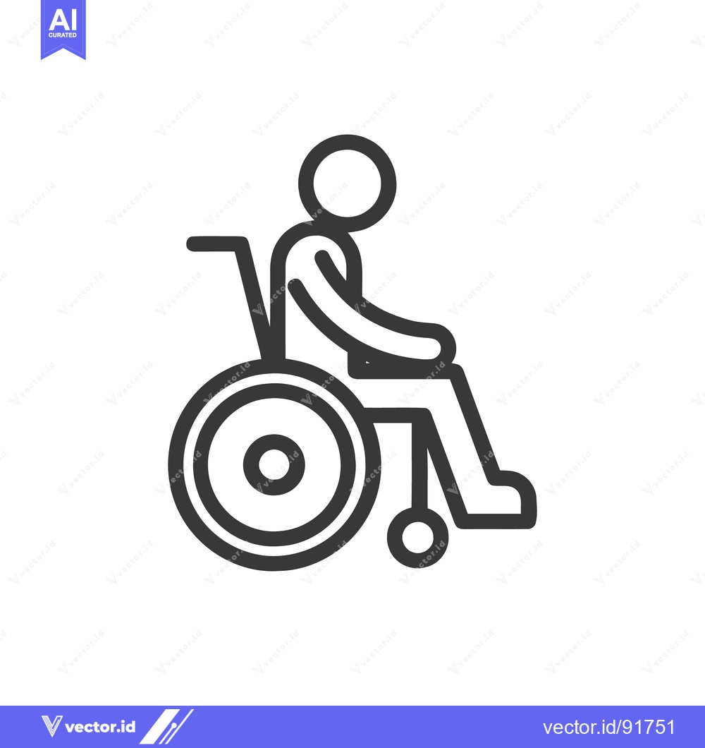 Premium Vector dari Minimalist Wheelchair Icon: Accessibility Symbol in Bold Line Art