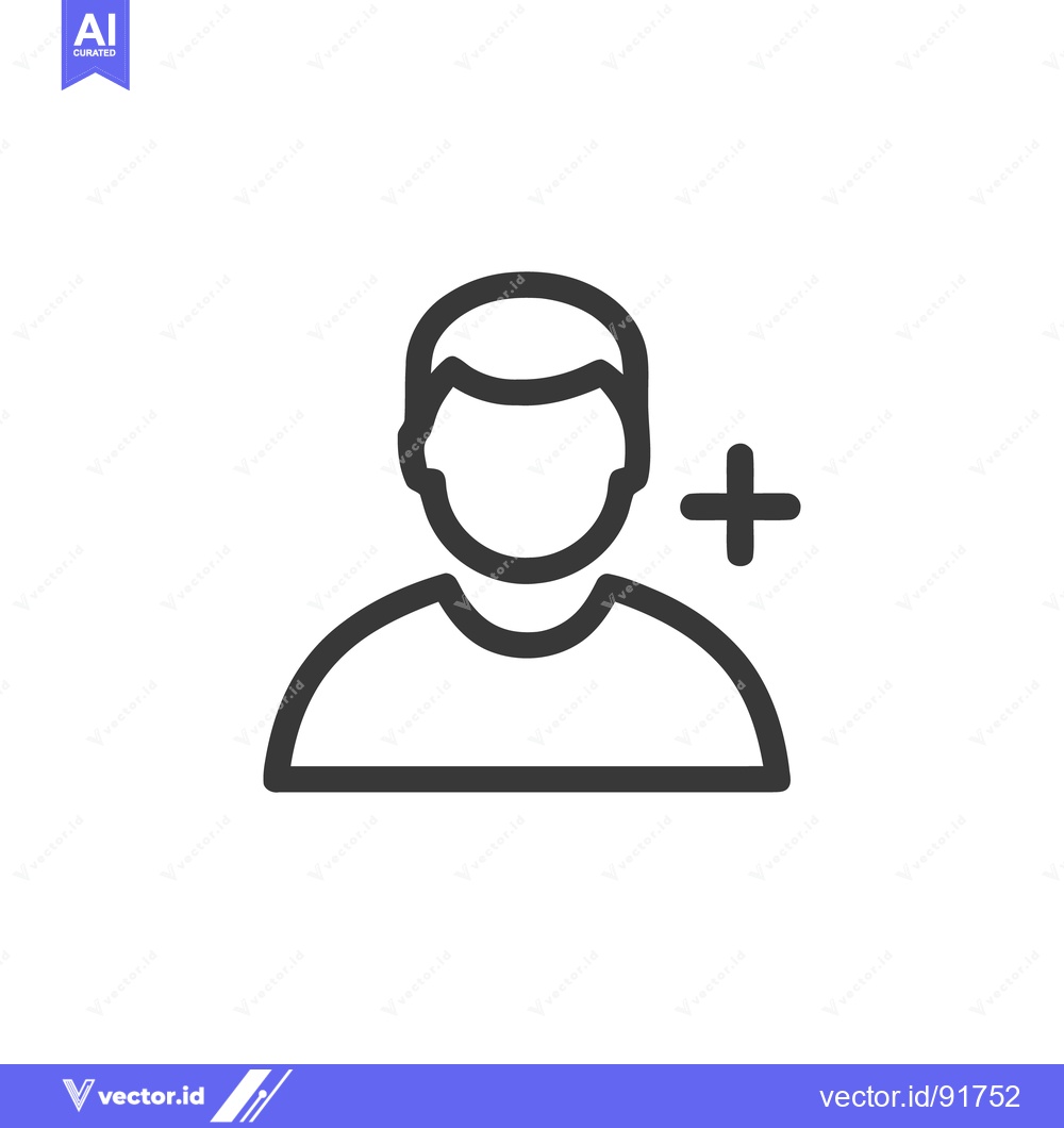 Premium Vector dari Add User Icon: Simple Outline of Person with Plus Sign