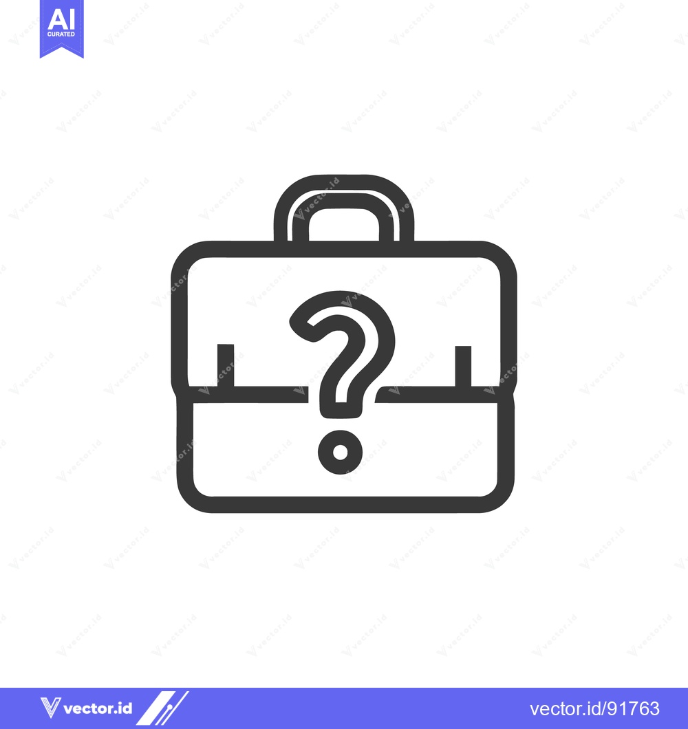 Premium Vector dari Question Mark Inside Briefcase: Business Uncertainty Icon, Minimalist