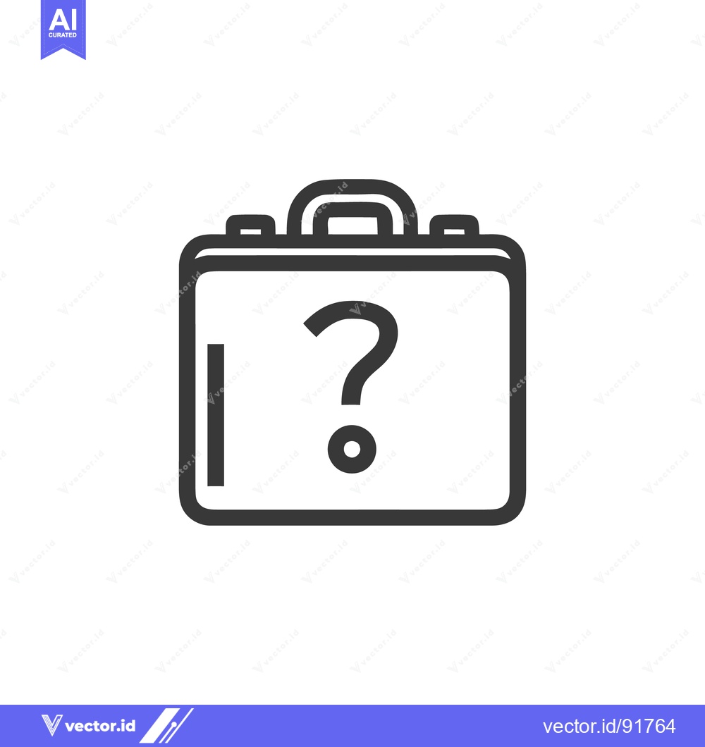 Premium Vector of Mysterious Briefcase: Question Mark Icon in Bold Outline Style