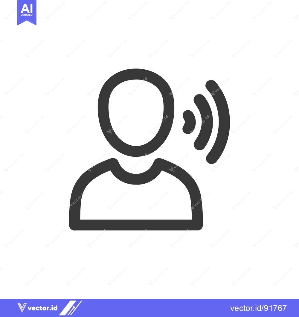 Premium Vector dari Person Speaking Icon: Minimalist Design with Sound Waves, Communicatio