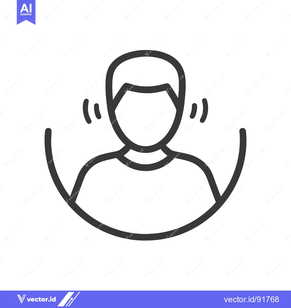 Premium Vector dari Hearing Loss Icon: Person with Sound Waves Near Ears, Outline Style