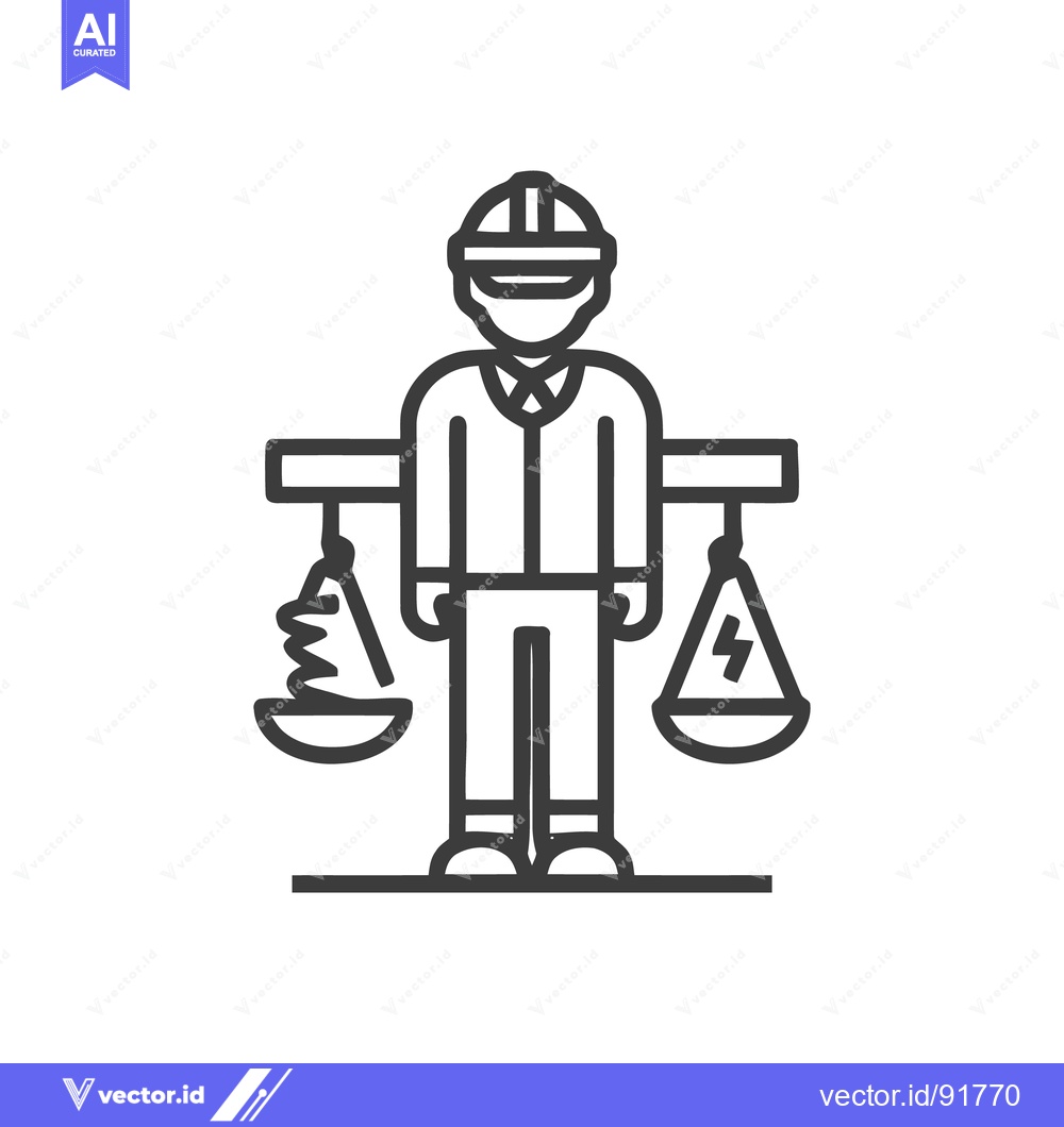 Premium Vector dari Electrical Engineer Icon Balancing Energy Sources, Line Art