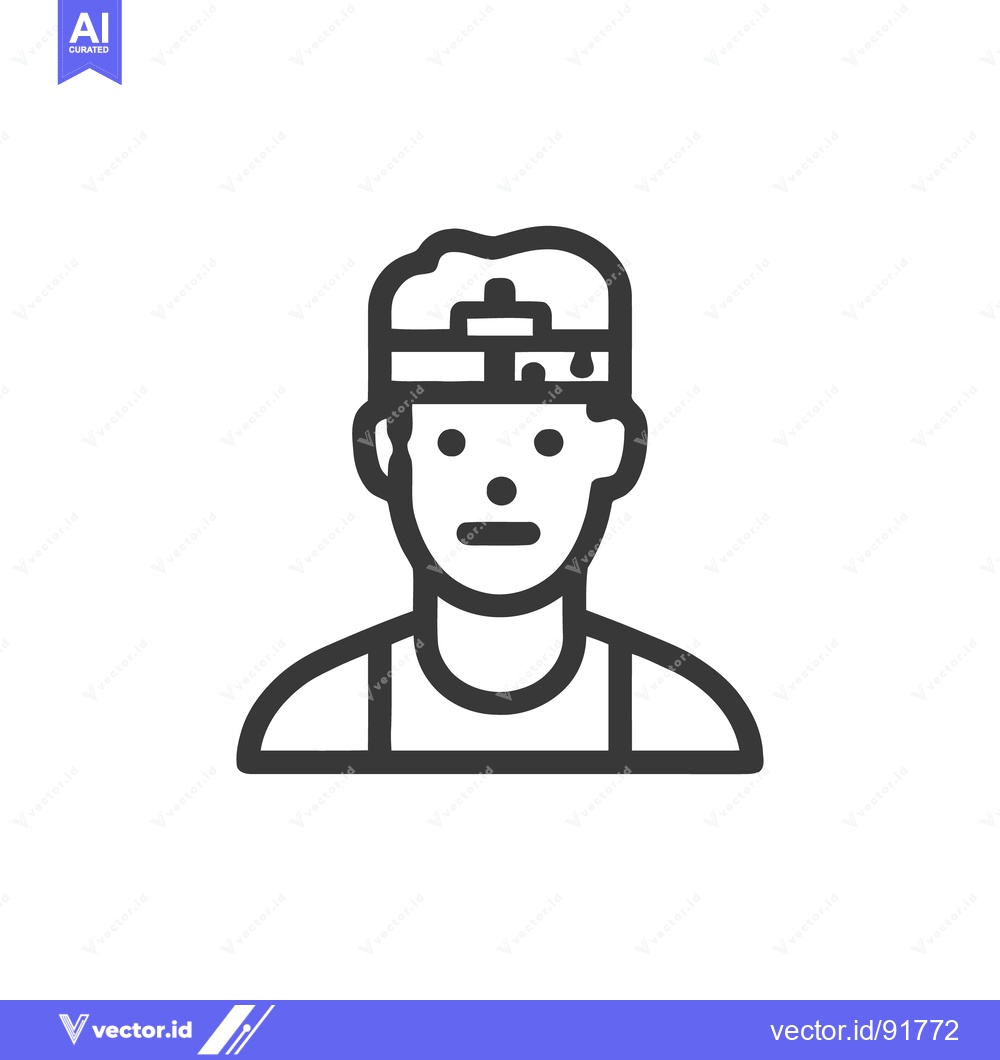 Premium Vector dari Minimalist Line Art: Man with Cap and Blank Expression