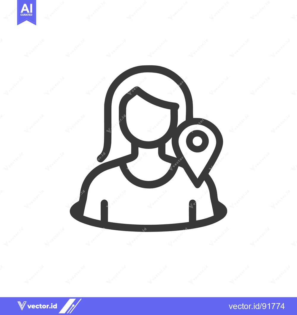 Premium Vector dari Woman Avatar with Location Pin Icon, Minimalist Design