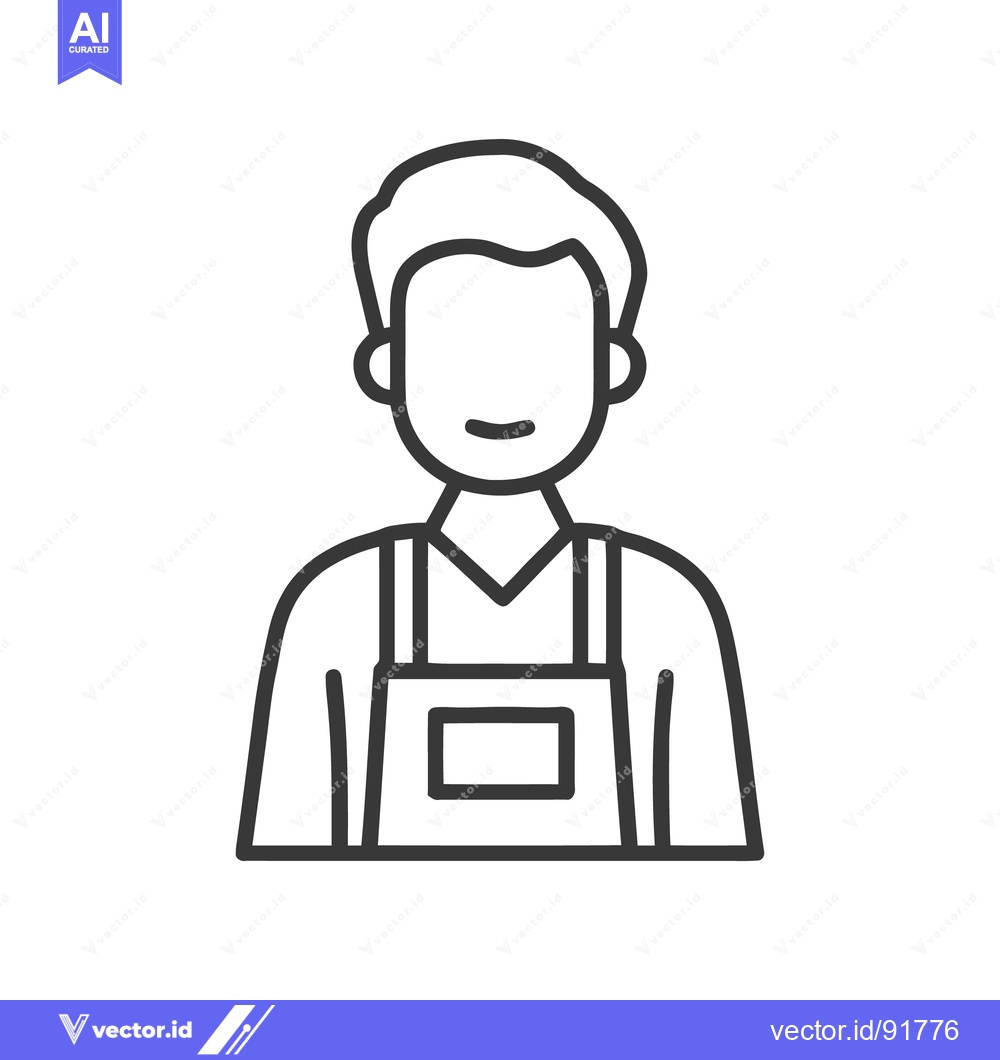 Premium Vector of Minimalist Line Art: Faceless Figure in Apron, Clean Design