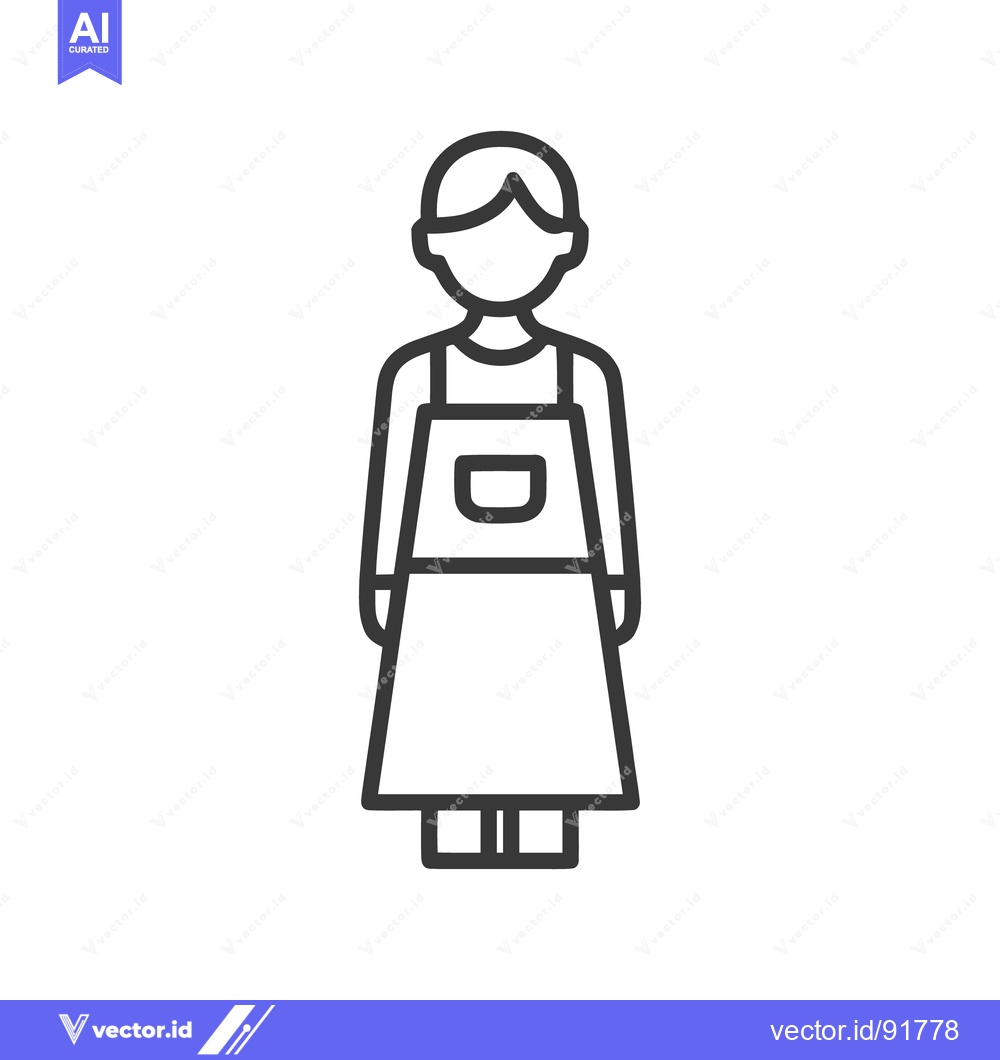 Premium Vector dari Minimalist Line Art: Woman in Apron Icon, Uniform Symbol