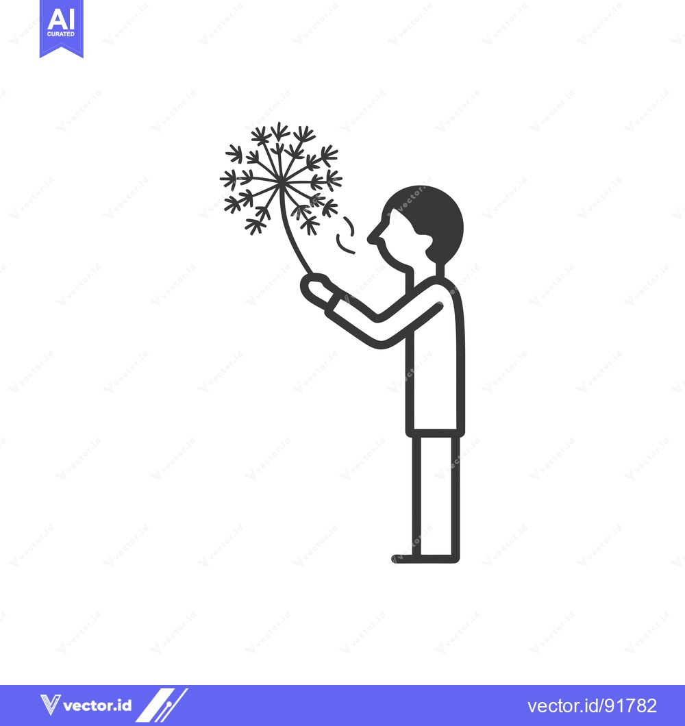 Premium Vector of Person Blowing on a Dandelion with Seeds Dispersing