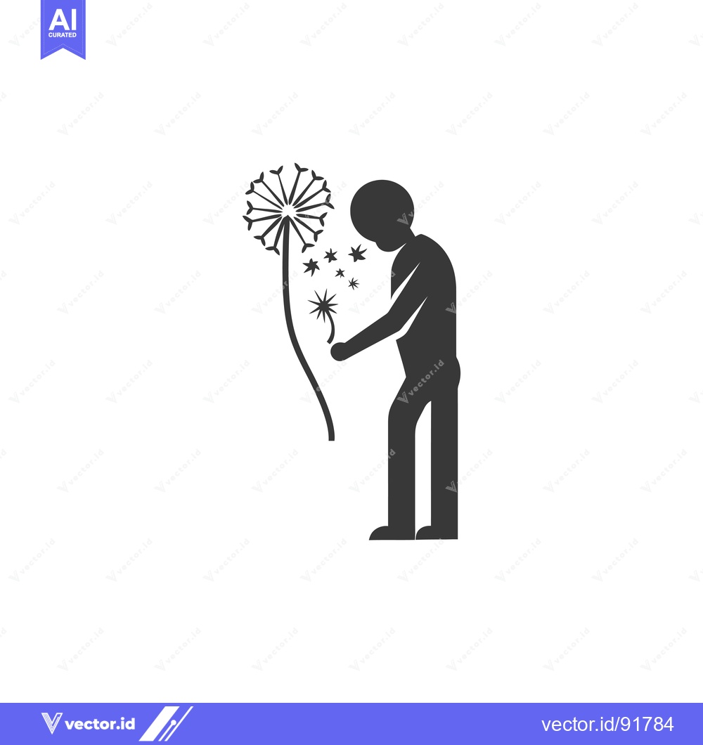 Premium Vector of Person Blowing on a Dandelion with Seeds Flying Away