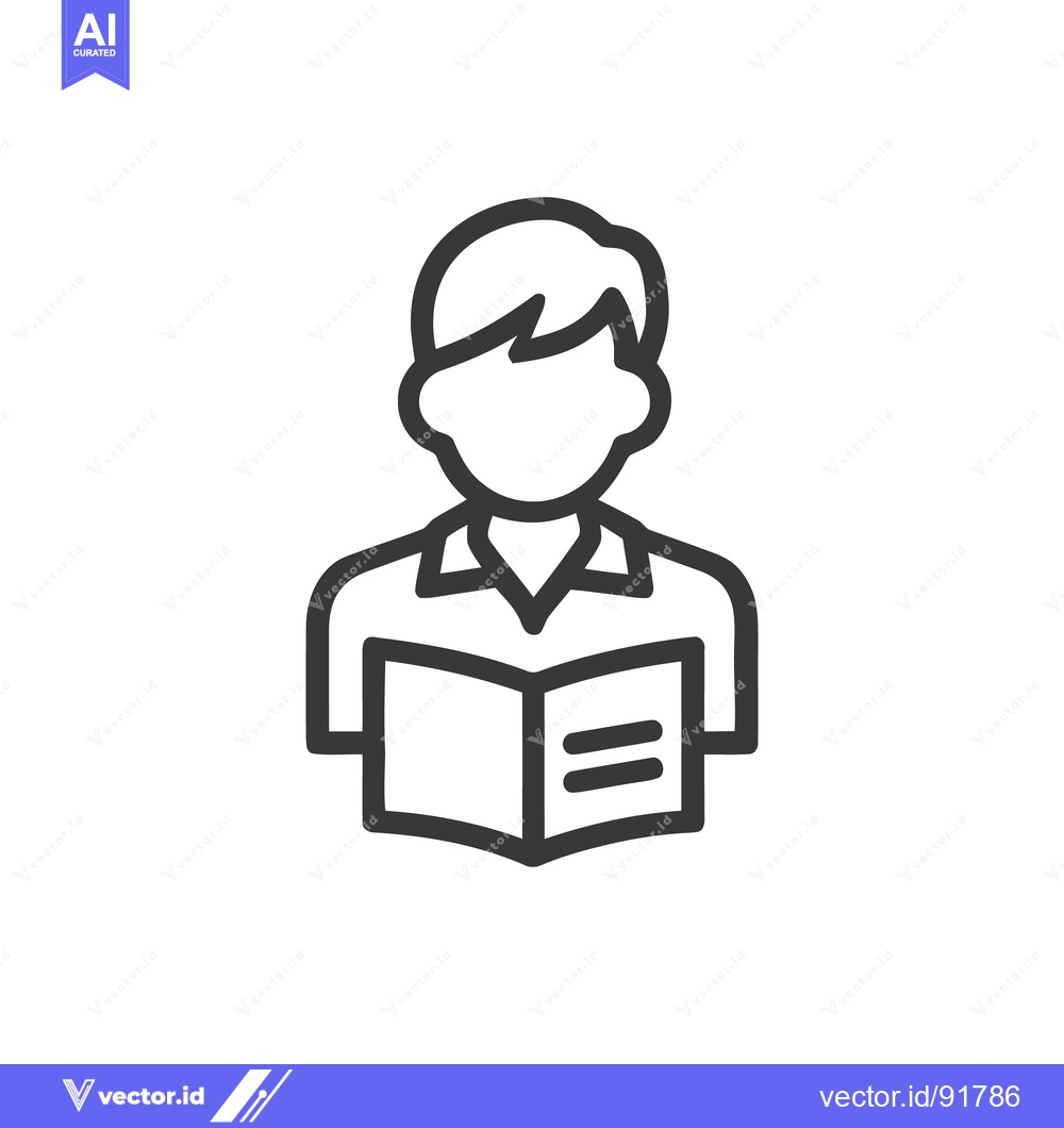 Premium Vector of Minimalist Icon of a Person Reading a Book, Education Concept