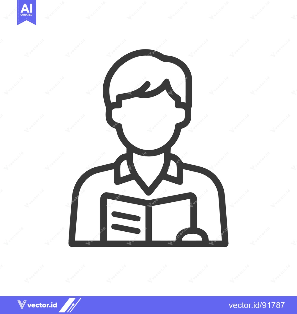Premium Vector dari Minimalist Icon of a Student Reading a Book in Uniform