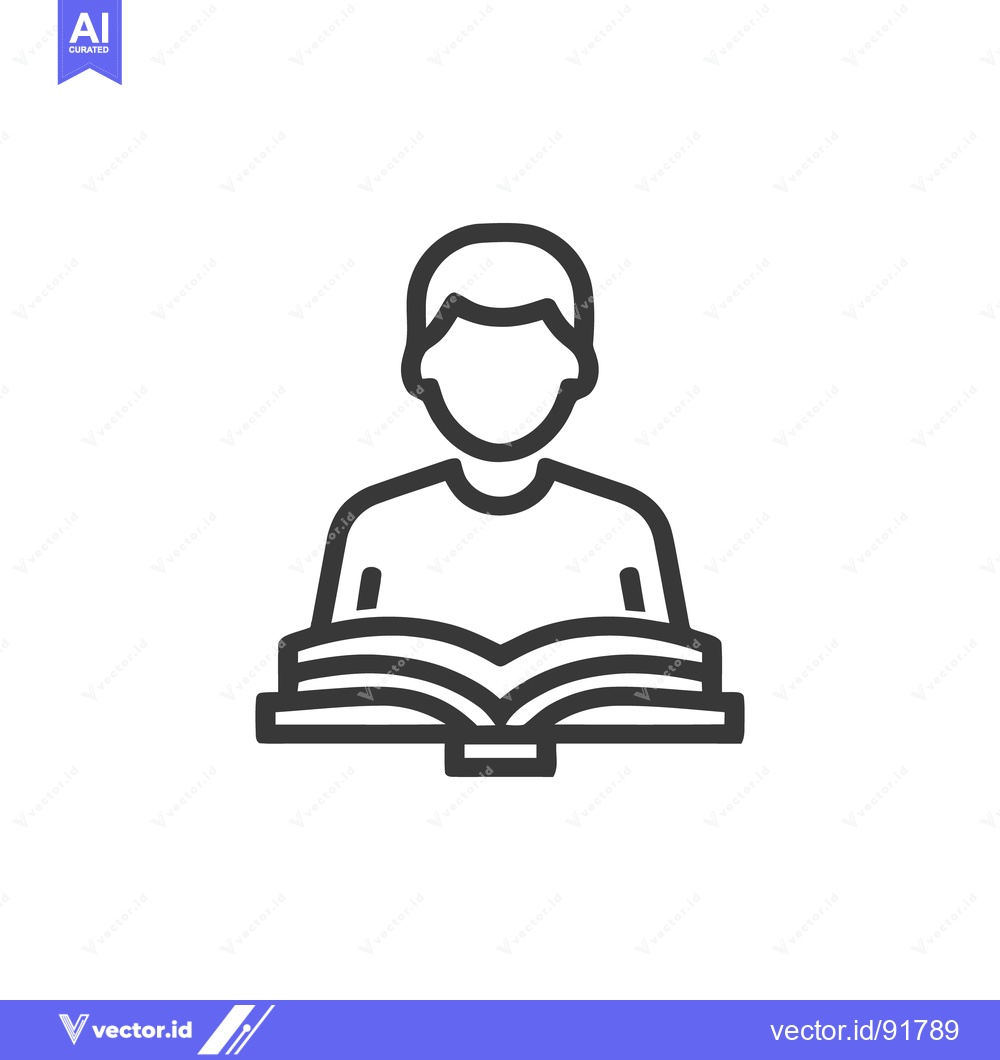 Premium Vector dari Minimalist Line Art: Person Reading Open Book, Education Concept