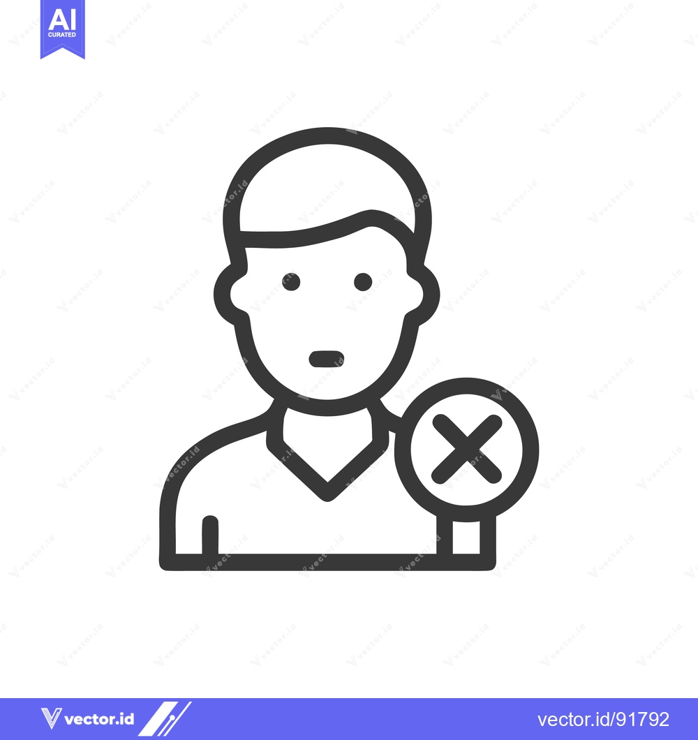 Premium Vector dari User Account Deactivated Icon: Simple Line Art with Cross Symbol