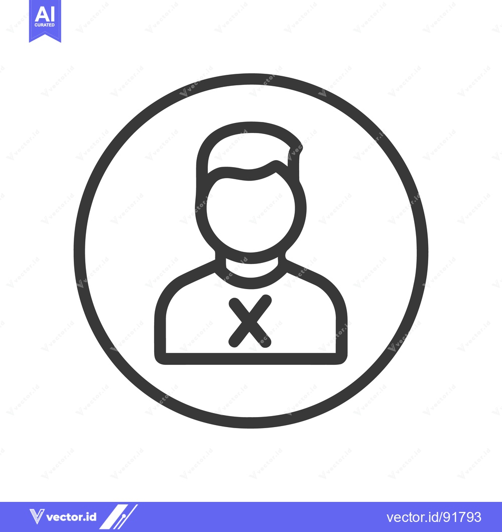 Premium Vector of User Icon with 'X' Symbol, Minimalist Design in Circular Frame