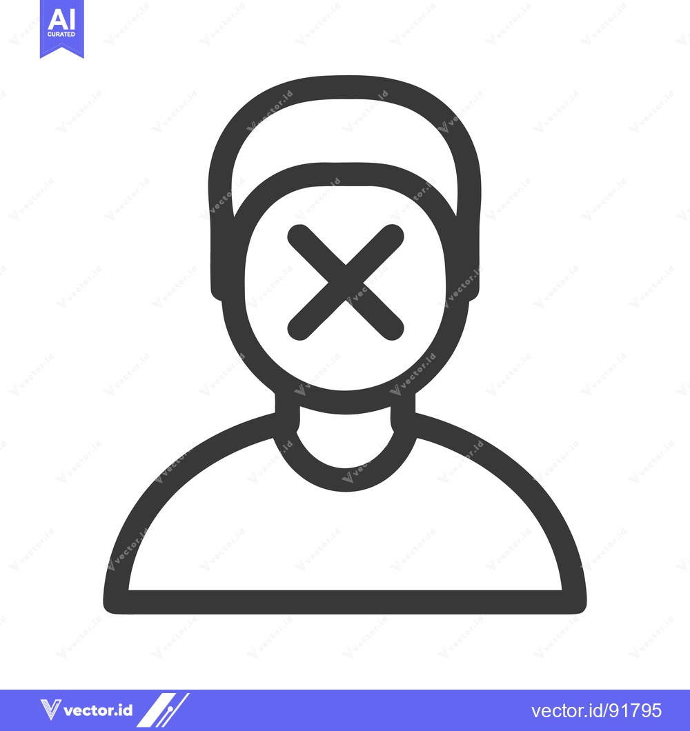 Premium Vector dari Anonymous Profile Icon with Cross, Dark Gray on White Background