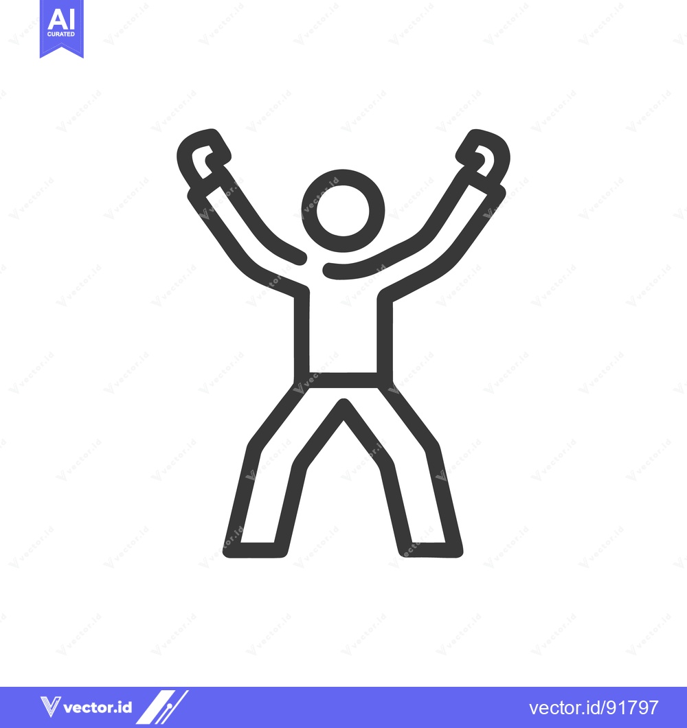 Premium Vector of Minimalist Icon of a Person Celebrating with Arms Raised