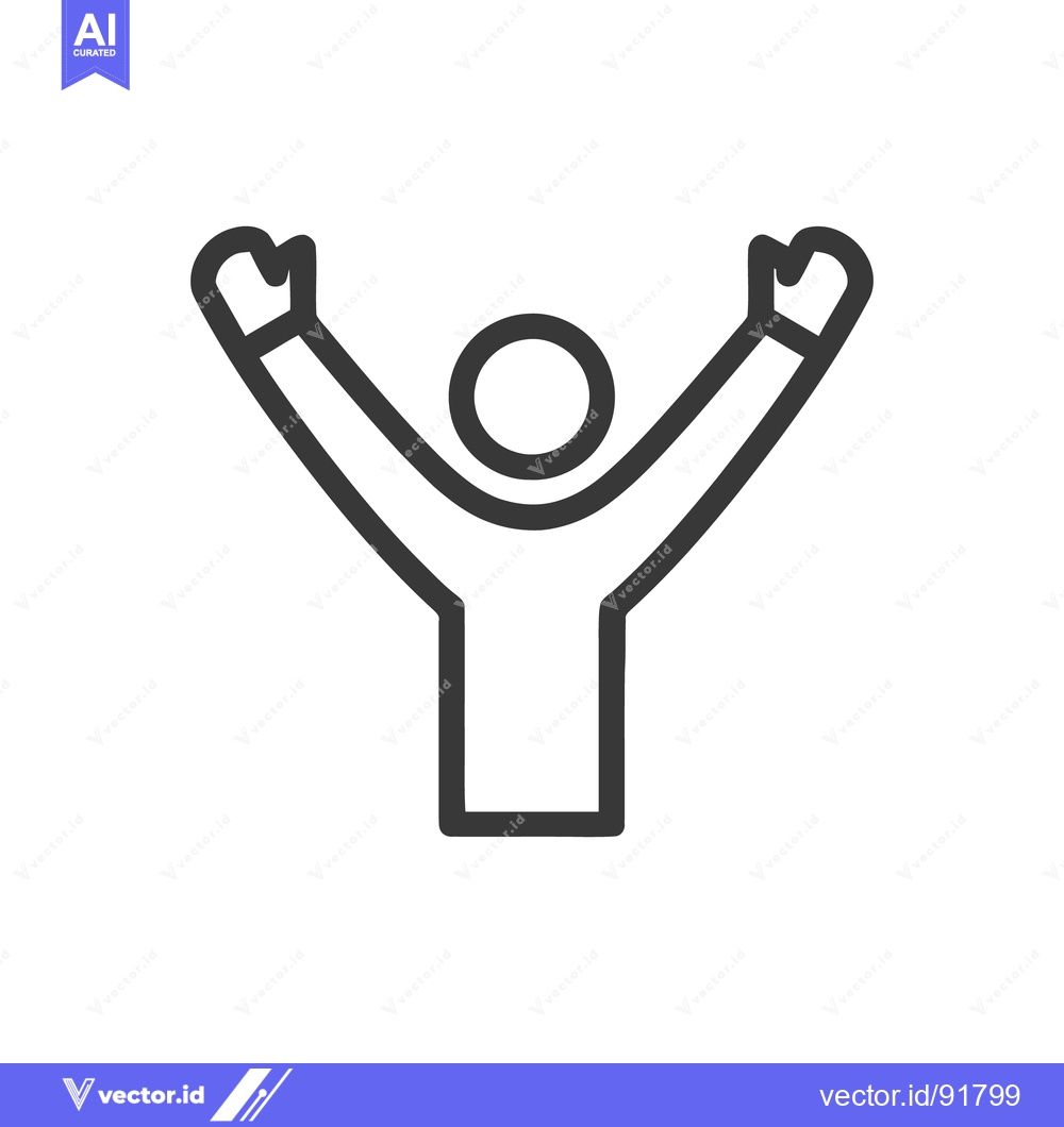 Premium Vector dari Minimalist Victory: Line Art of Person with Raised Arms in Celebration