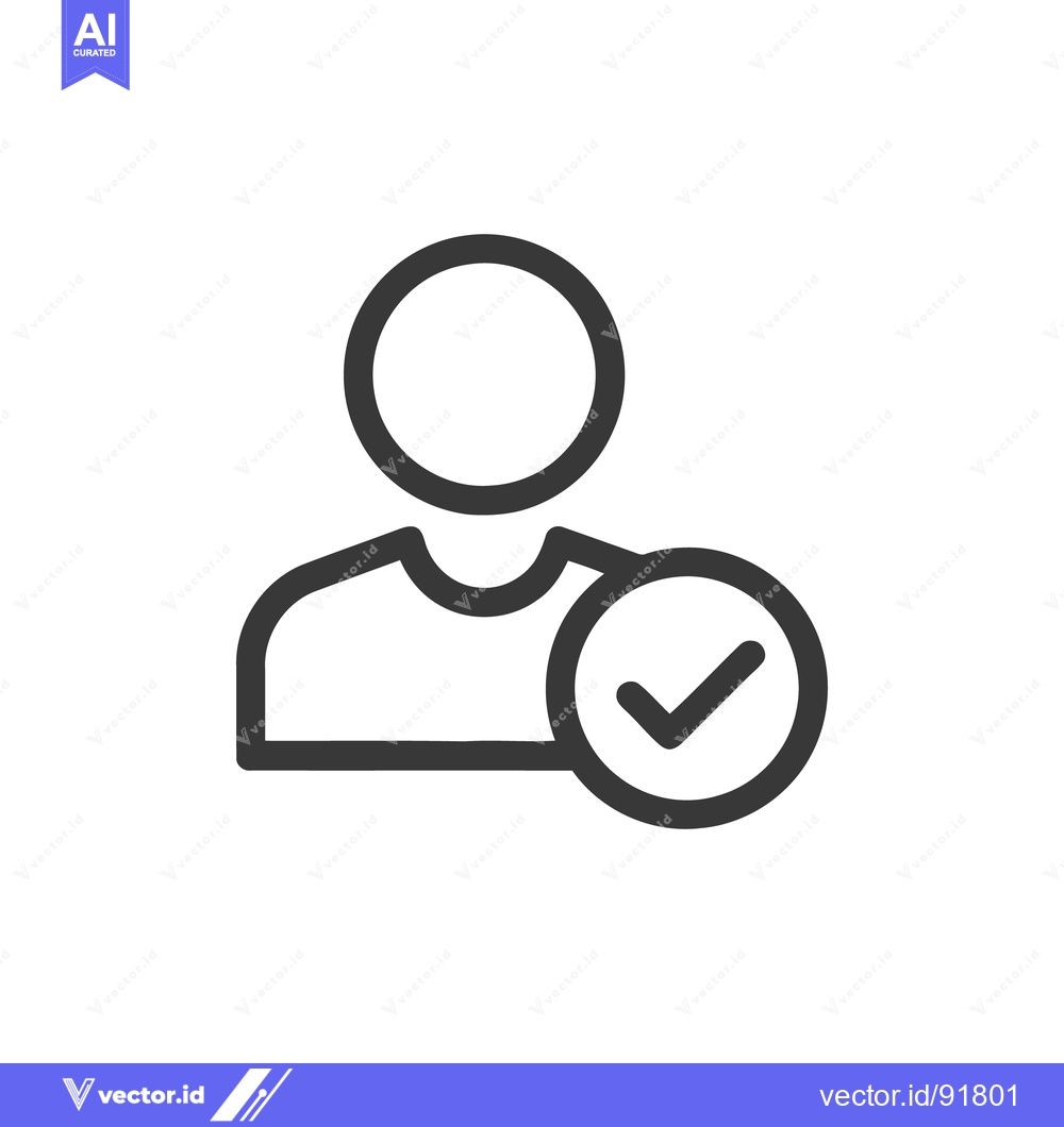 Premium Vector dari User Profile Verified: Clean Line Icon with Checkmark Symbol