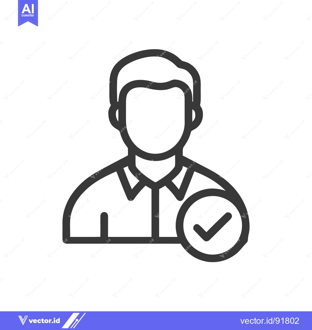 Premium Vector dari Approved User Profile Icon with Checkmark, Dark Gray Outline