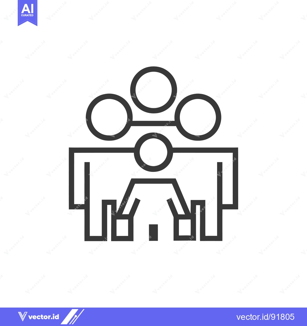 Premium Vector of Person connected to three circles above a group of three people