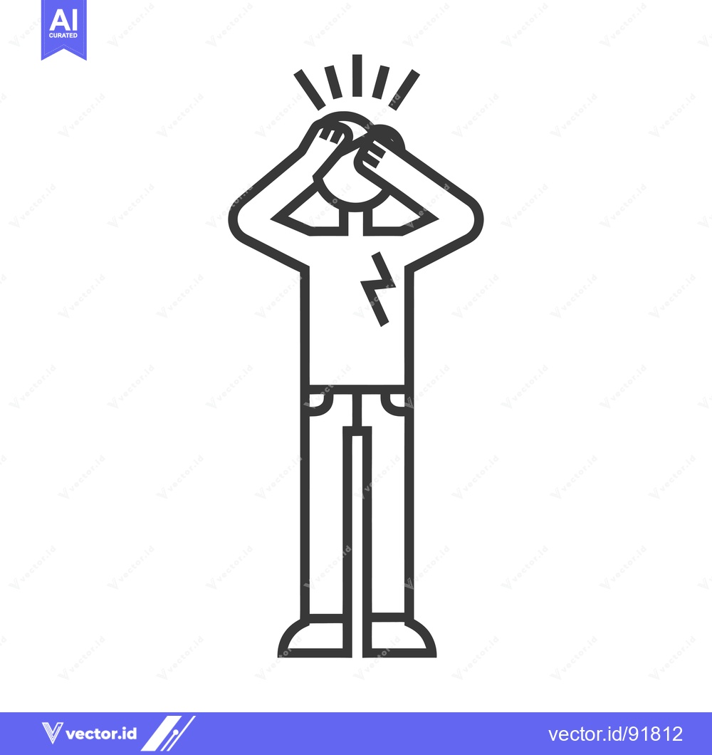Premium Vector of Person experiencing shock, with hand on head and lightning bolt on che