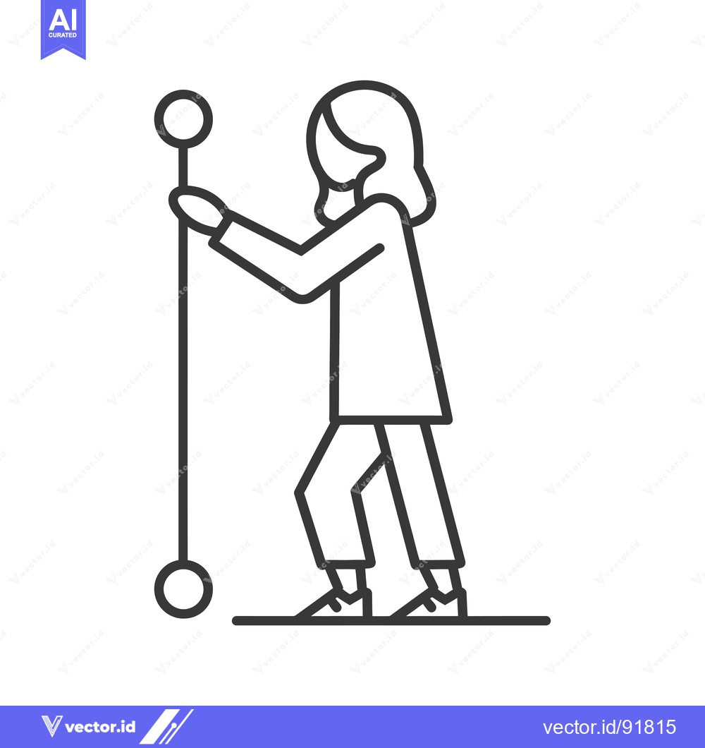 Premium Vector of Person Holding a Long Pole with Circles at Each End