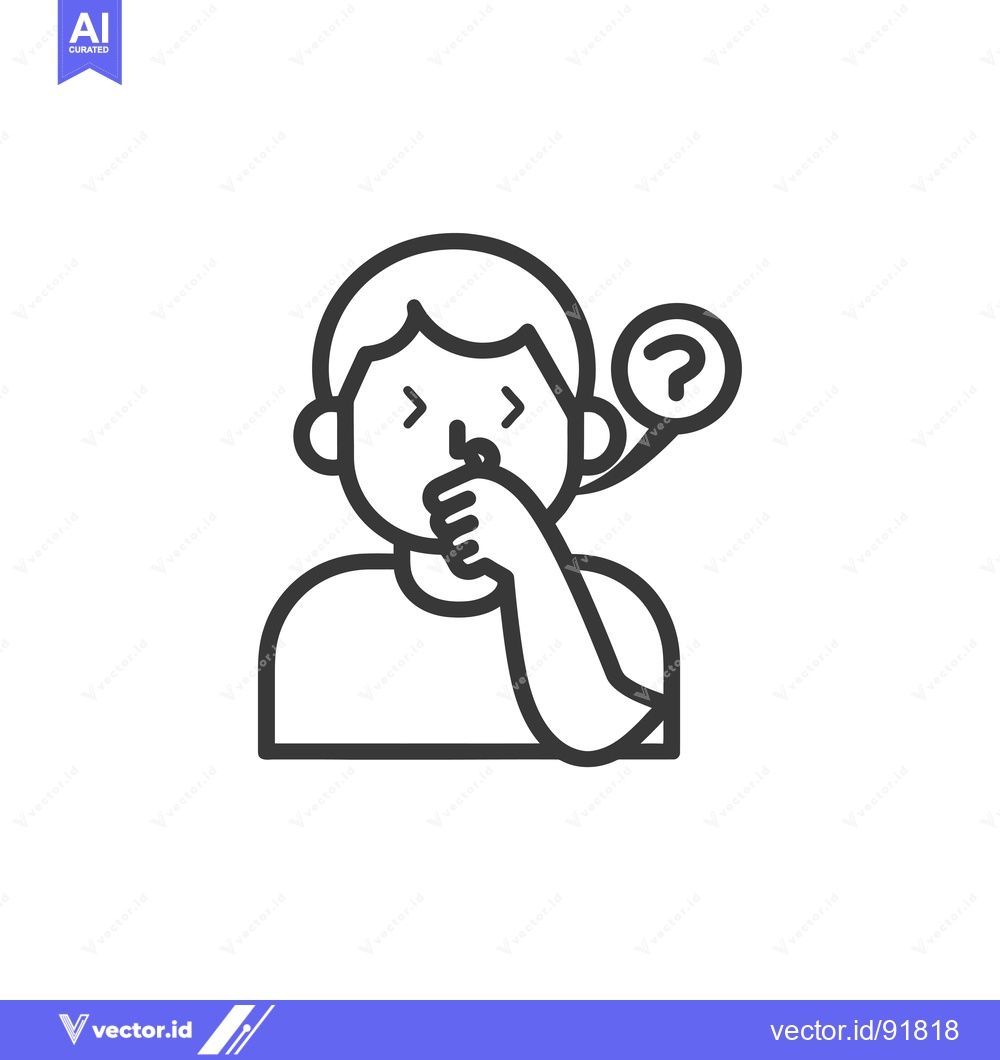 Premium Vector of Person Holding Nose with Question Mark Above Head