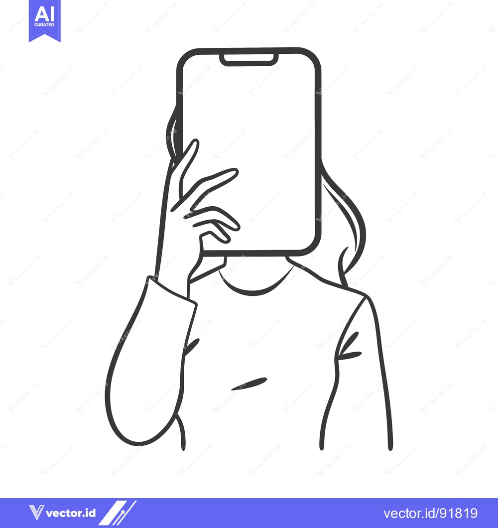 Premium Vector dari Person Holding Smartphone Covering Face