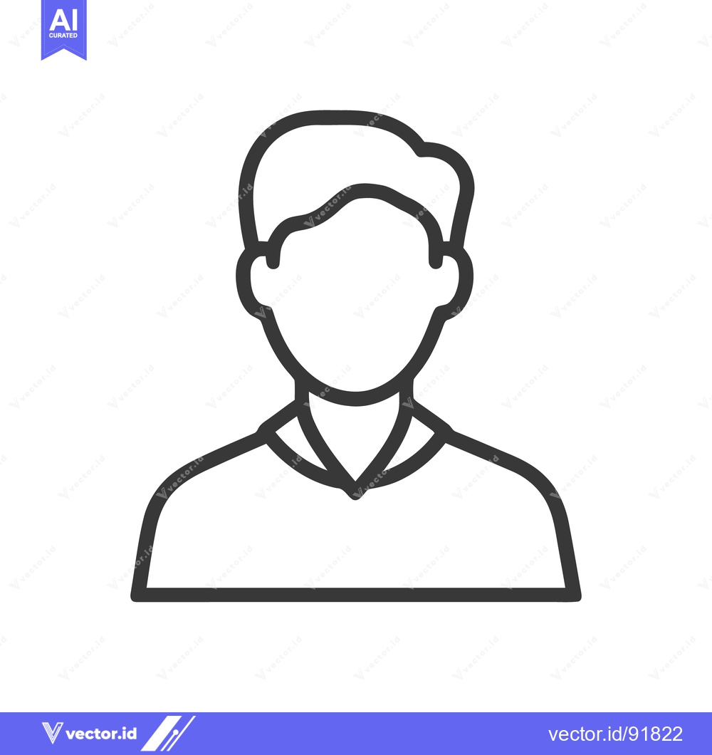 Premium Vector of Minimalist Man Icon: Faceless Portrait in Bold Outline Style