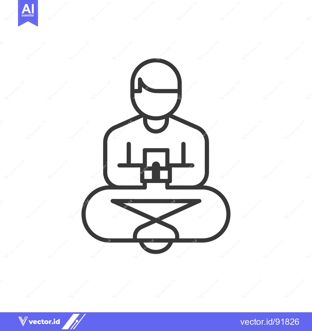 Premium Vector dari Person in Lotus Pose Holding a Smartphone