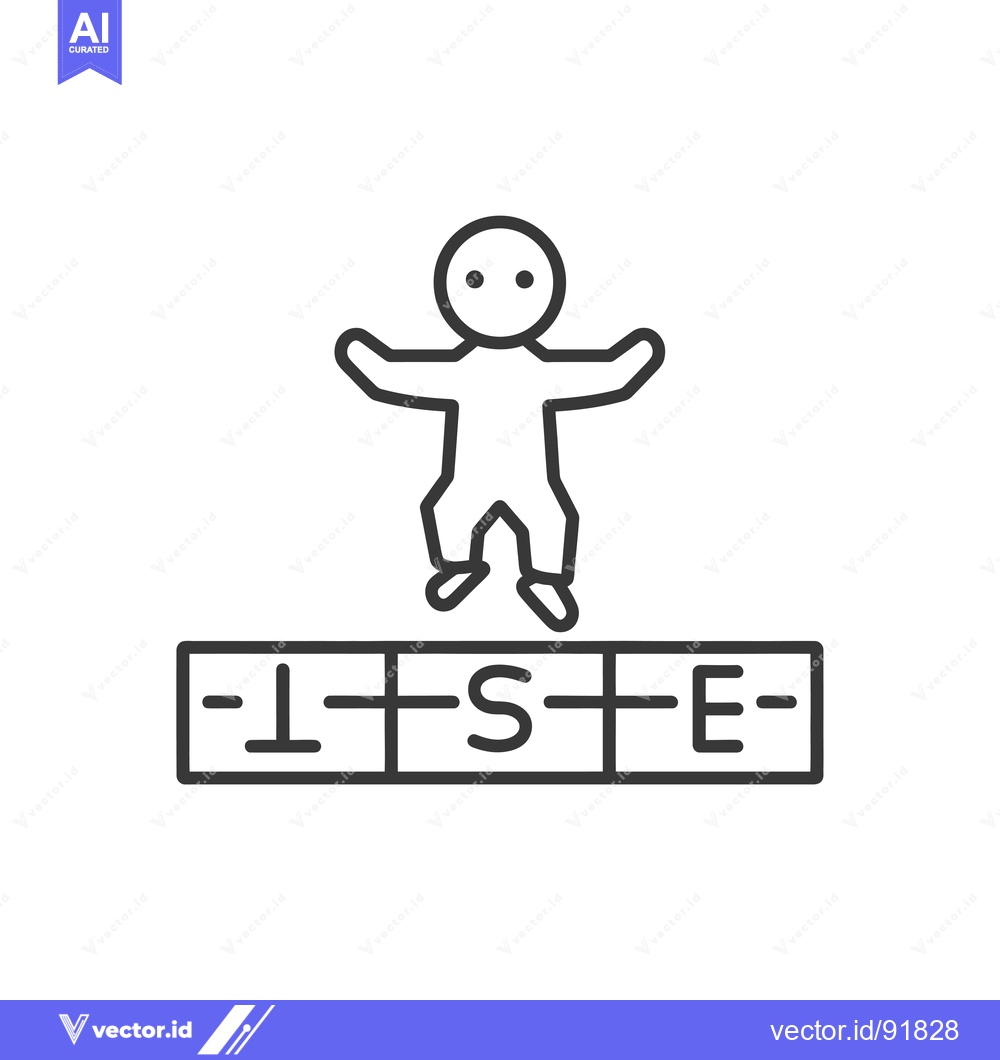 Premium Vector dari Person Jumping on a Platform with the Letter S in the Middle