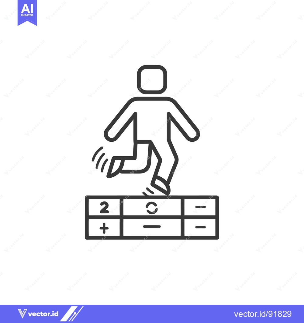 Premium Vector of Person Jumping Over A Line Of Tiles With A 2 On One 20086