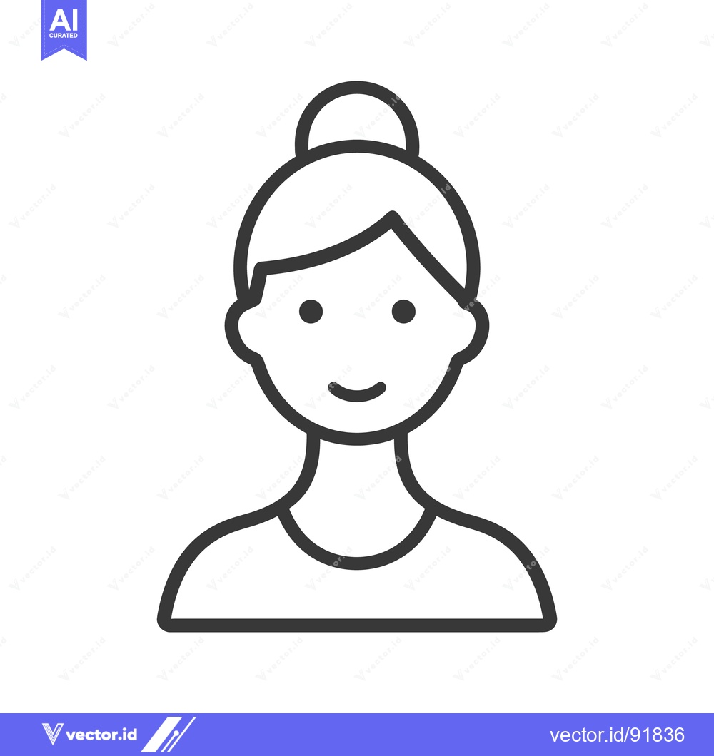 Premium Vector dari A simple line drawing of a woman with a bun hairstyle