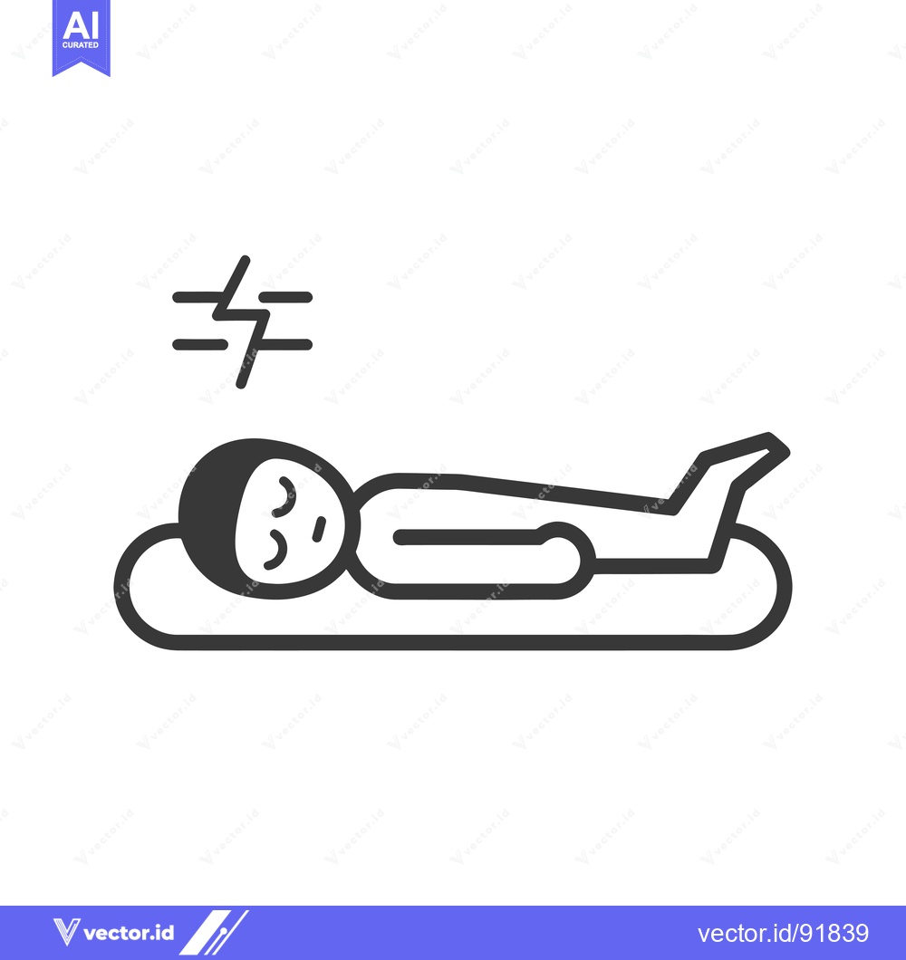 Premium Vector of Person Lying on a Stretcher with Lightning Bolt Above Head