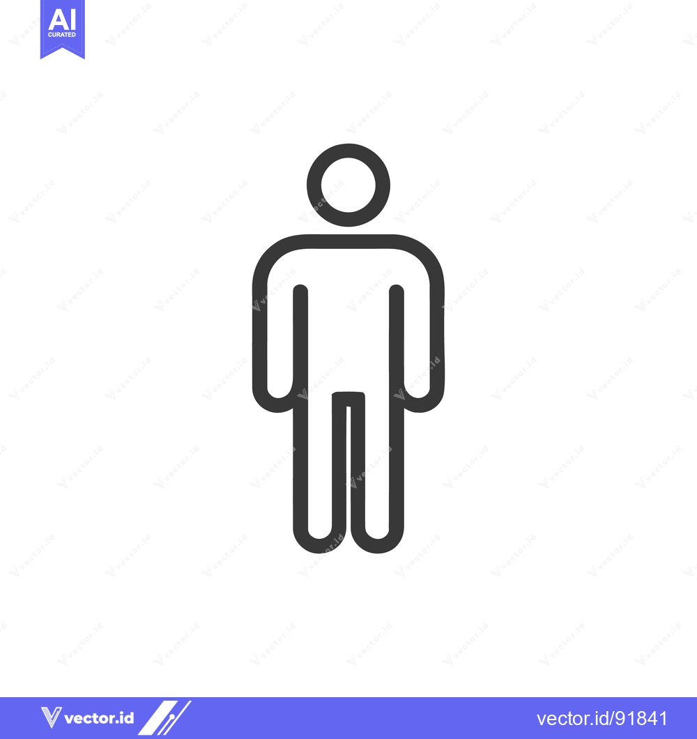 Premium Vector of Minimalist Man Icon: Simple, Bold Line Art on White Background