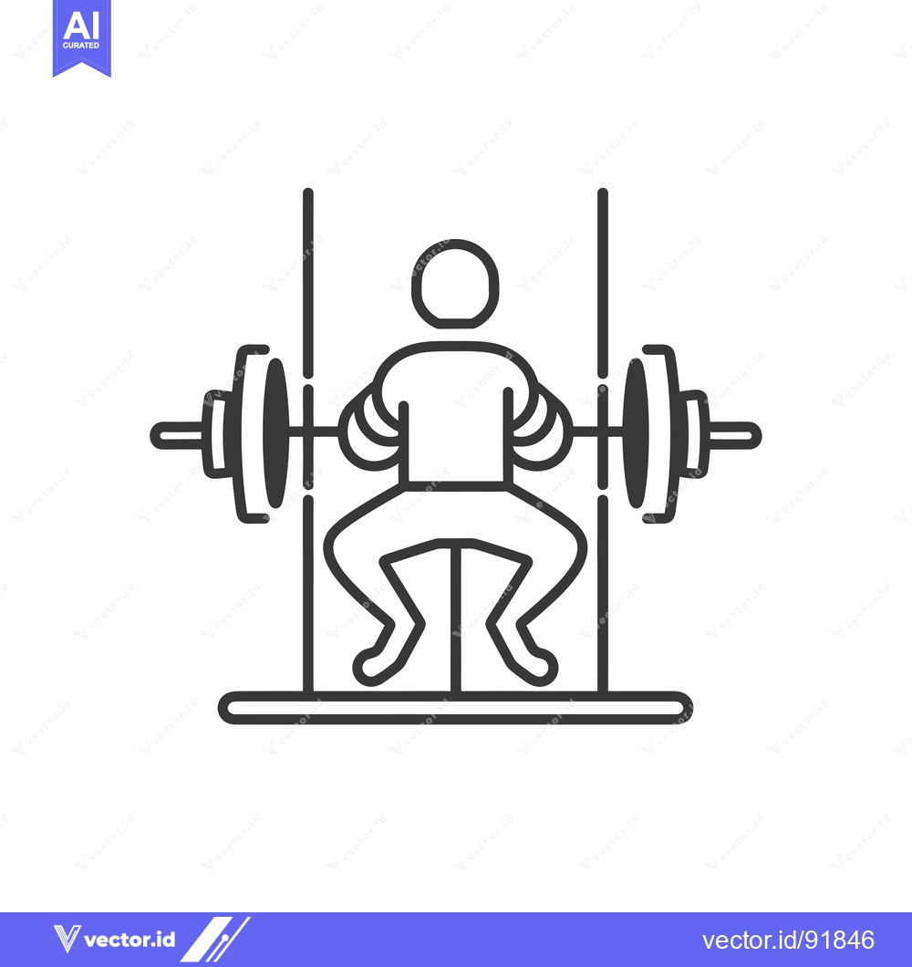 Premium Vector of Person Performing Barbell Squat Exercise with Squat Rack