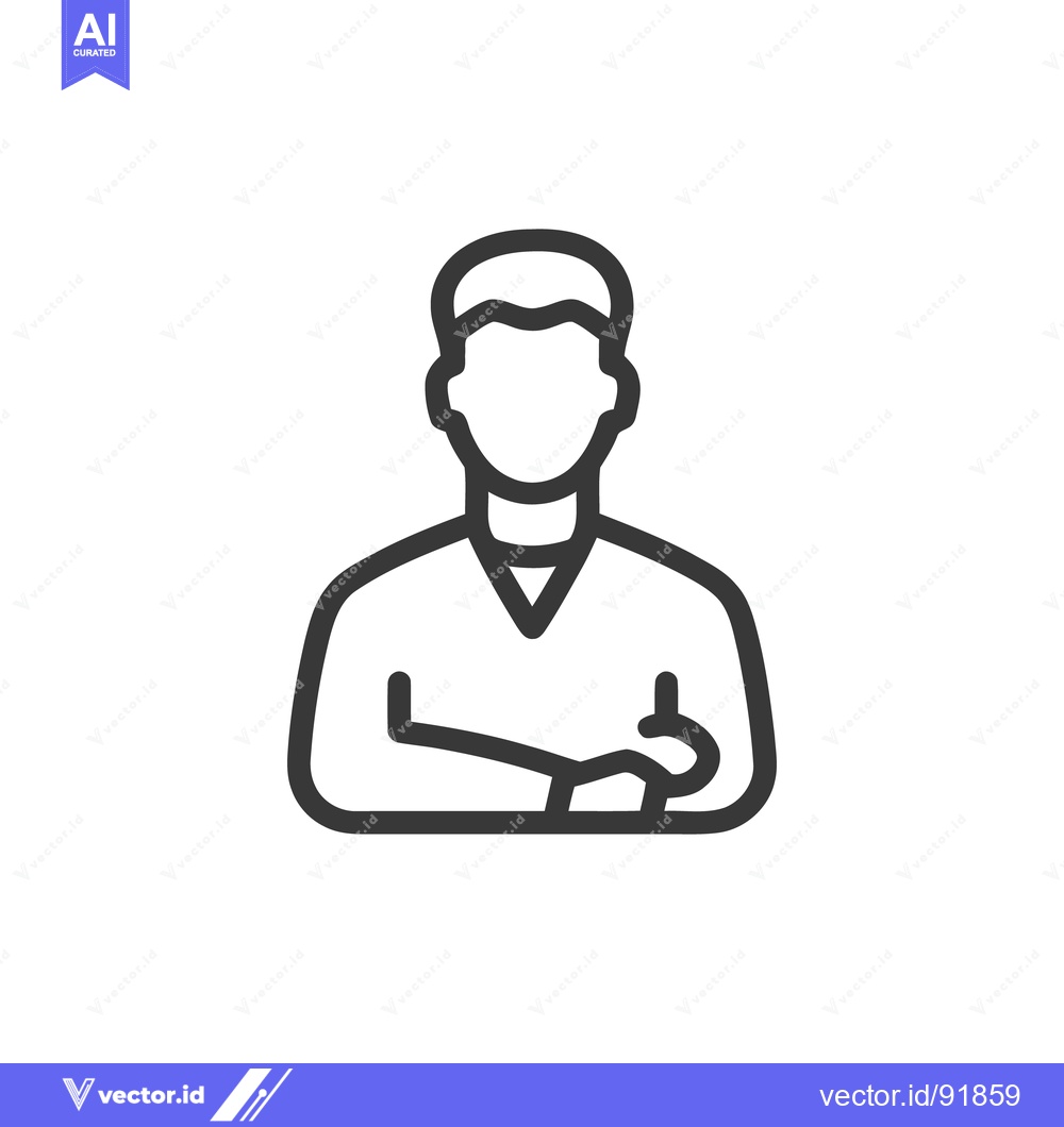 Premium Vector dari Confident Man Icon with Arms Crossed, Minimalist Design