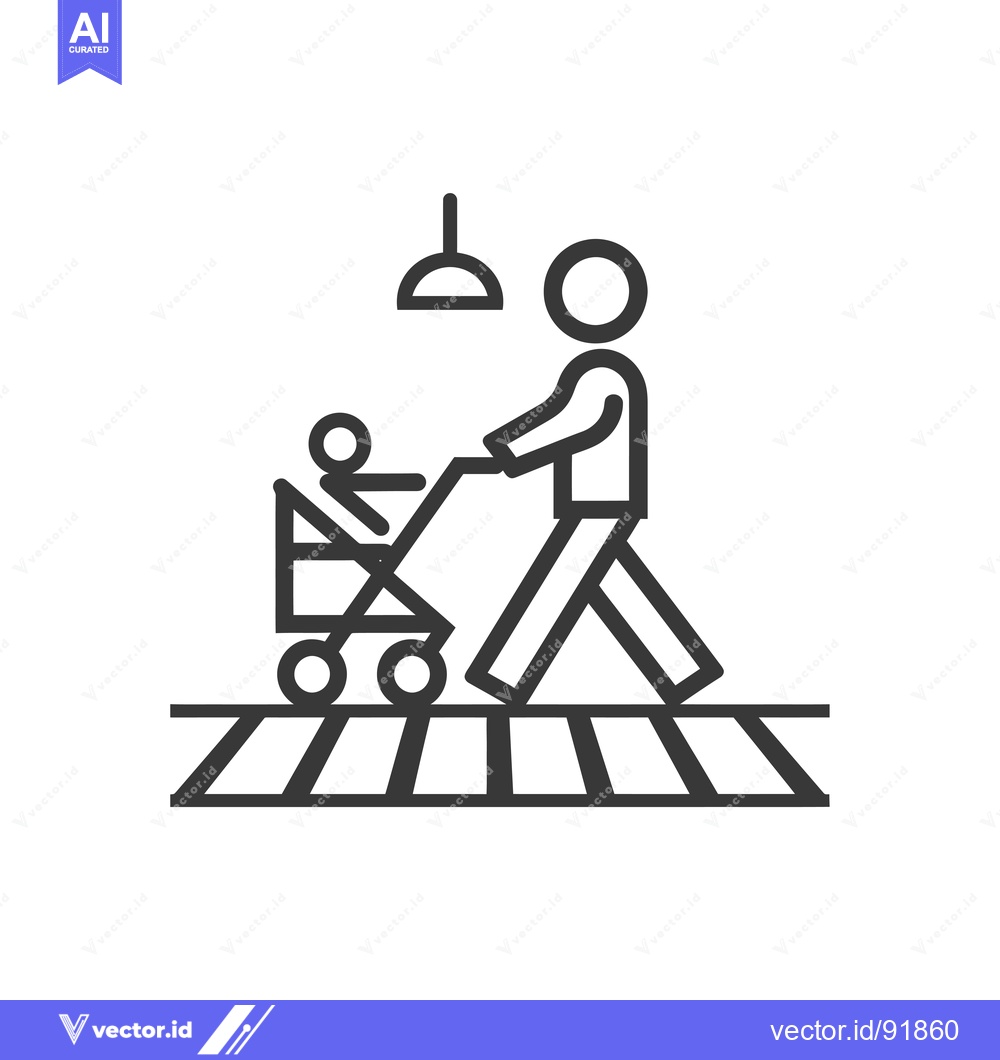 Premium Vector dari Person Pushing a Baby Stroller Across a Crosswalk