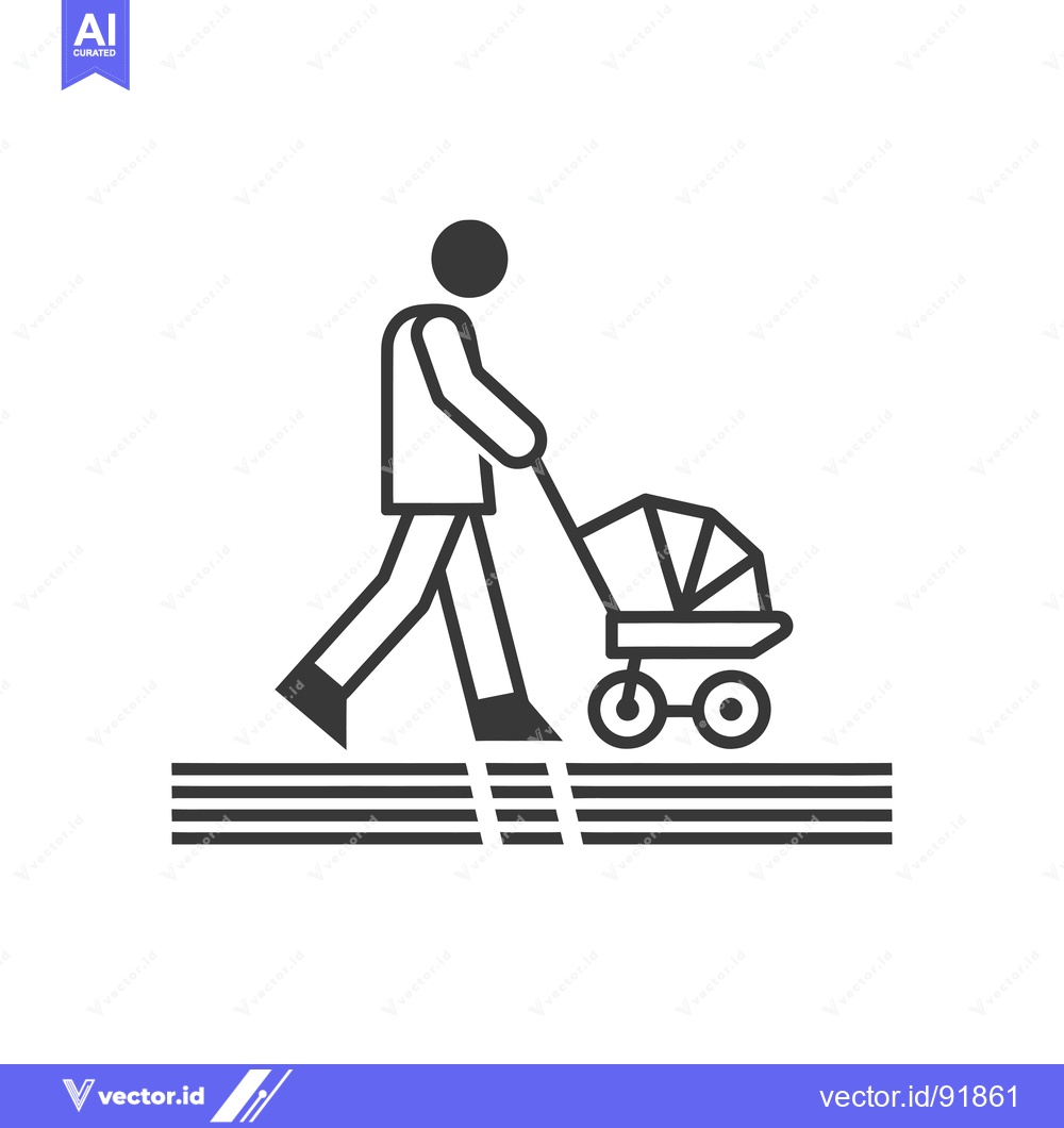 Premium Vector dari Person Pushing a Baby Stroller Across a Crosswalk