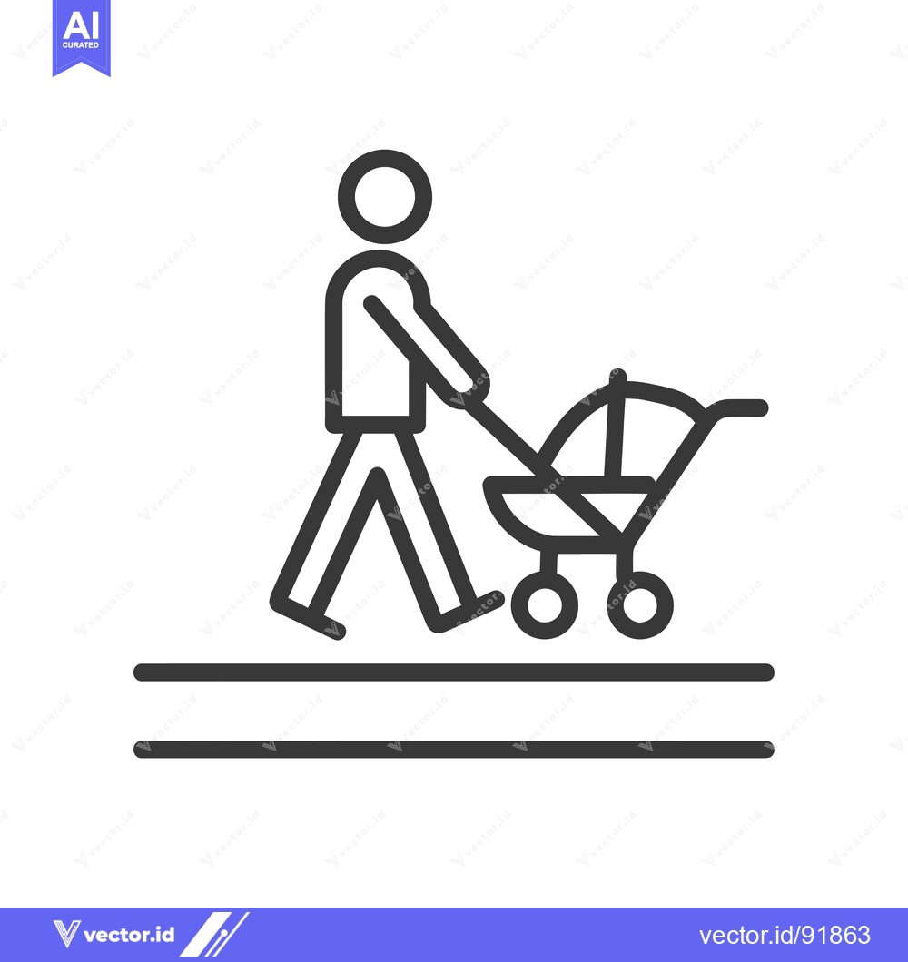 Premium Vector dari Person Pushing a Baby Stroller on a Sidewalk