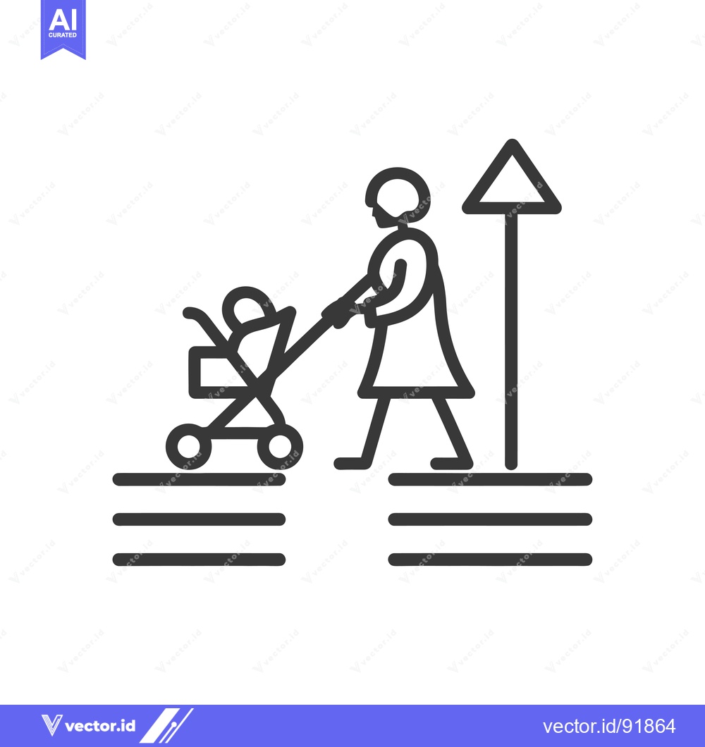 Premium Vector dari Person Pushing a Baby Stroller Up a Ramp with an Arrow Sign