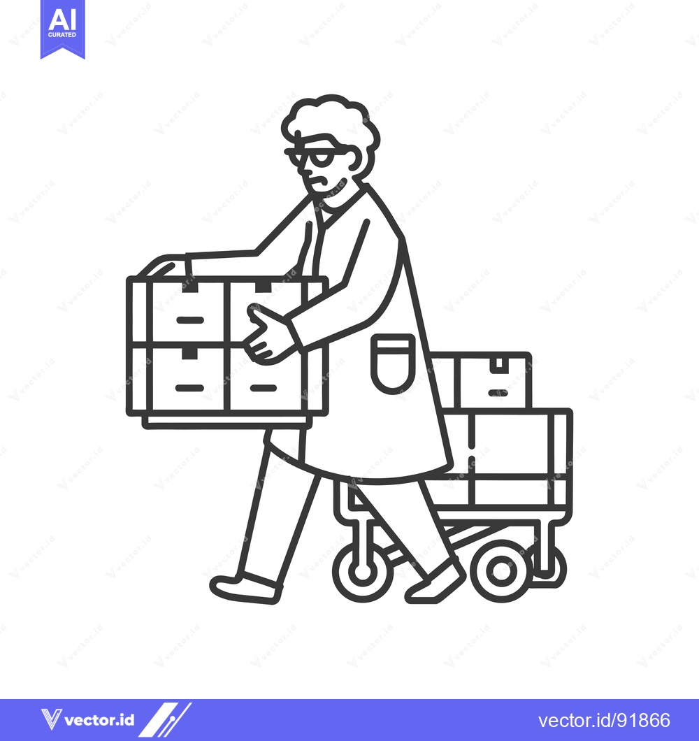 Premium Vector dari Person pushing a handcart with boxes