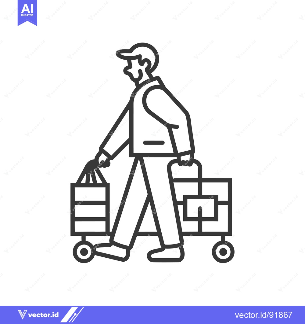 Premium Vector of Person pushing a shopping cart with groceries