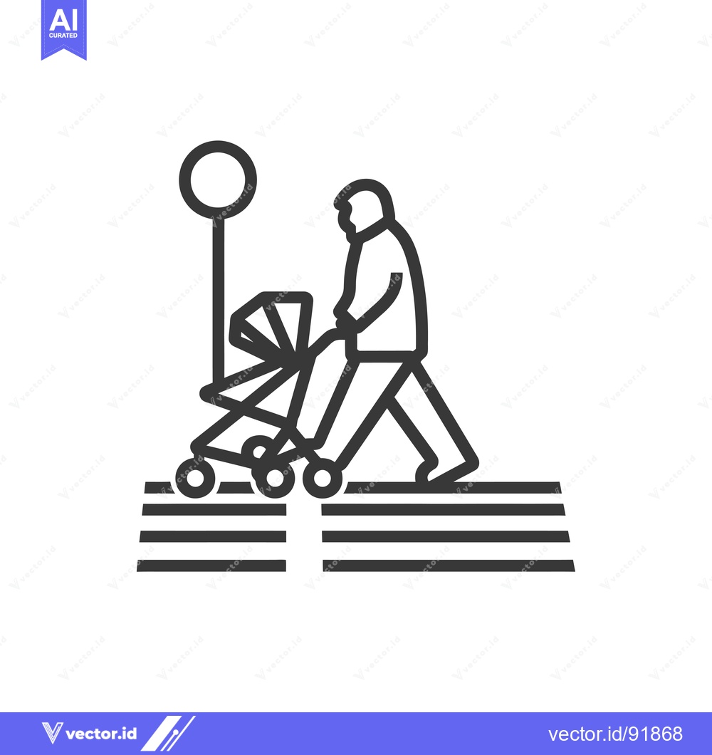 Premium Vector of Person pushing a stroller across a crosswalk