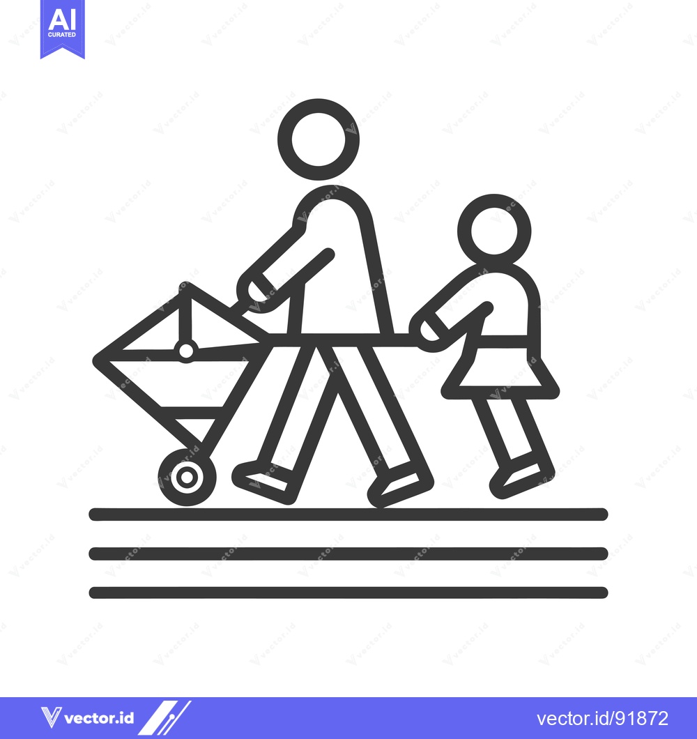 Premium Vector dari Person Pushing a Wheelbarrow with Another Person Walking Behind