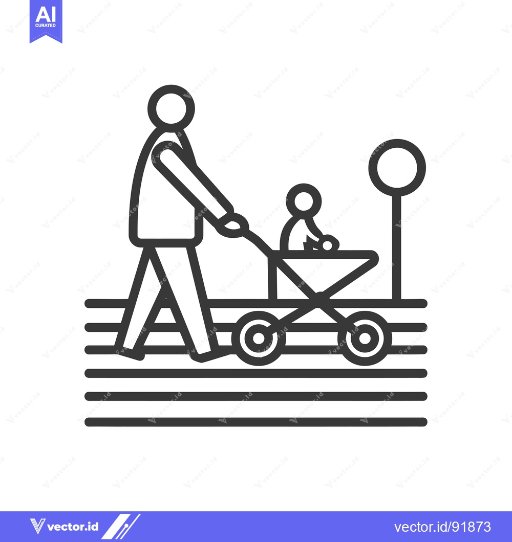 Premium Vector dari Person pushing stroller with baby on crosswalk